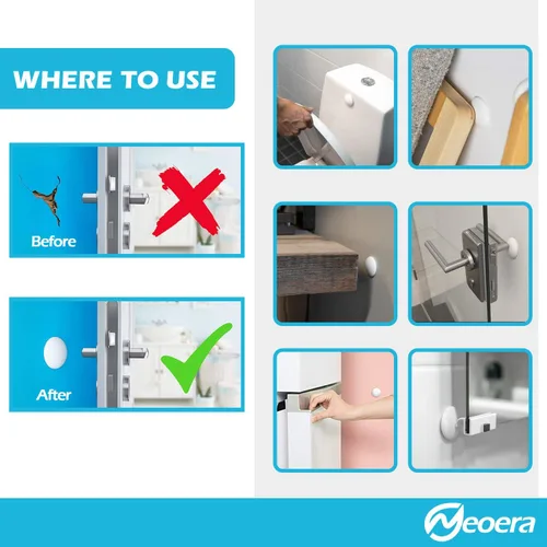 Miniatura 2 de Neoera - Tope para puerta de pared de goma suave redonda, protector de pared de silicona, 9.8 pies, autoadhesivo para puerta Gris