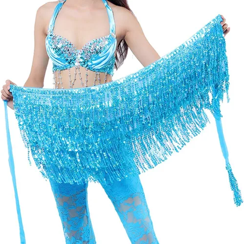 Miniatura 3 de Wuchieal Falda de danza del vientre, bufanda de cadera, cinturón de cadera de danza latina, bufanda de cadera Hula
