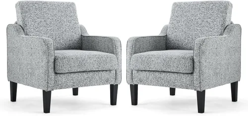 Miniatura 31 de VINGLI Juego de 2 Sillas de Acento Modernas, Sillas Beige para Sala de Estar, Sillón Cómodo para Dormitorio, Silla de Sofá Tapizada, Silla