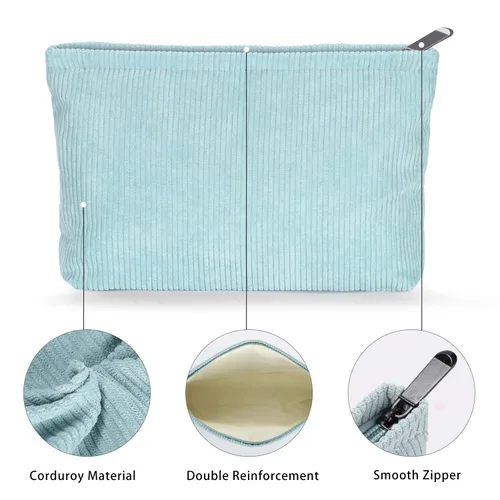 Miniatura 2 de Etercycle Bolsa de maquillaje de pana, bolsa de cosméticos, organizador de bolsas de cosméticos, bolsa de almacenamiento, bolsa de maquillaje Azul