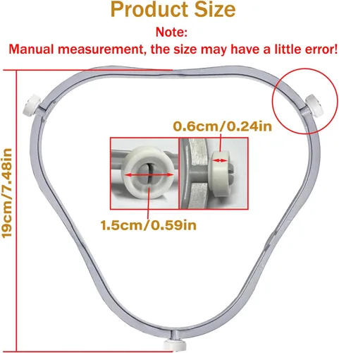 Miniatura 2 de Anillo de soporte de plato giratorio de microondas W11252182 de 7.48 pulgadas para Whirlpool con rodillos, 8206227 para horno de microondas, bandeja