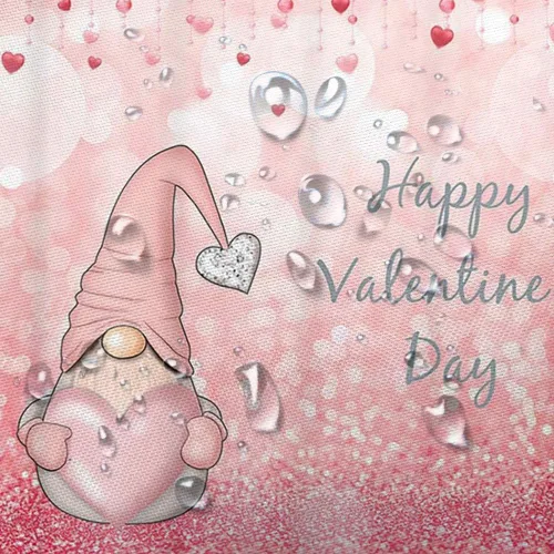 Miniatura 6 de NYMB Cortina de ducha de San Valentín con corazón rosa, romántica con purpurina y lindo gnomo en caída romántica de corazones rojos, cortina