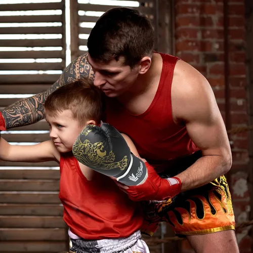 Miniatura 5 de LAFANDE Guantes de boxeo para hombres y mujeres, guantes de combate transpirables de Muay Thai Negro
