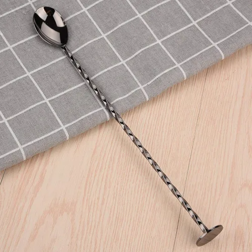 Miniatura 6 de Cuchara agitadora de cóctel, cuchara de acero inoxidable, cuchara de cóctel para bebidas, herramienta de mezcla de café con mango largo (# 9 negro)