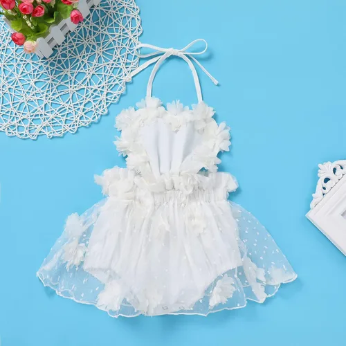 Miniatura 2 de ODASDO Conjunto de ropa de 2 piezas para bebé niña con encaje y diadema