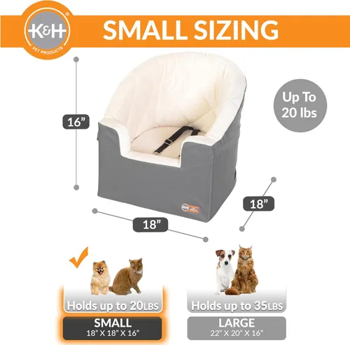 Miniatura 4 de K&H Pet Products Asiento elevador de cubo para perro, cinturón de seguridad seguro, 2 correas de seguridad, fundas lavables, asientos elevadores