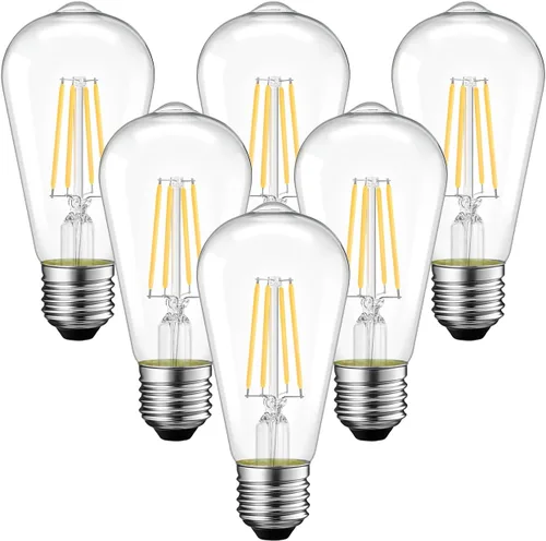 Miniatura 9 de ANWIO Luces LED Vintage Edison ST58/ST19 Bombillas de Luces de Filamento LED, 4W (Equivalente a 40 Vatios) Regulables 2200K Blanco Cálido E26 Base