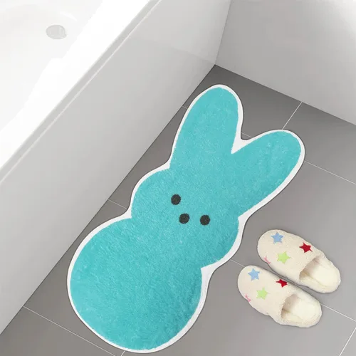 Tapete de baño de Pascua de conejo, conejo azul, 30.9 x 16 pulgadas, suave, antideslizante, lavable a máquina, absorbente, estilo clásico, unisex,
