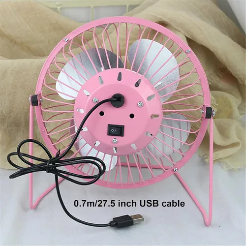 Miniatura 5 de Sokelinn-six Ventilador de escritorio USB pequeño de 4 pulgadas, mini ventilador de refrigeración personal silencioso de metal para el hogar, Rosa