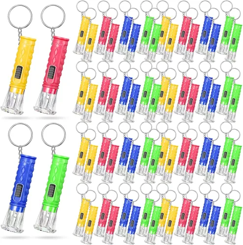 Jexine 100 piezas Mini Linterna Llavero A granel Colores Surtidos Antorcha Llavero Linternas LED Llavero Pequeño Luz de Linterna para Senderismo,