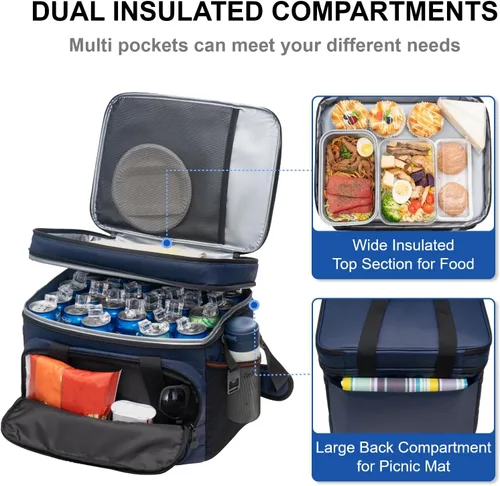 Miniatura 7 de EVERFUN Small Compact Cooler Bag 24/48 Can Insulated Lunch Box Double Deck Soft Leak-Proof Waterproof Collapsible Ice Chest for Men Women Work