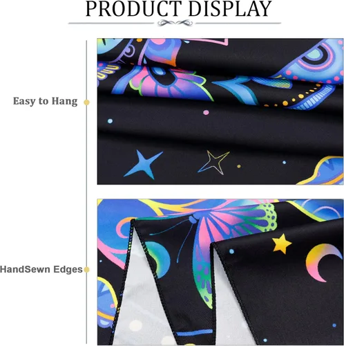 Miniatura 5 de Heopapin Blacklight - Tapiz de siete chakras, reactivo a los rayos UV, para yoga, meditación, mandala, tapiz de pared Trippy Galaxy Space Tapices