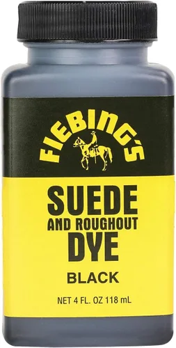 Fiebing's Tinte de Ante Negro (4 oz) - Recolorea, Ilumina y Restaura Zapatos de Gamuza y Cuero Rugoso, Muebles, Bolso - Incluye Aplicador de Lana