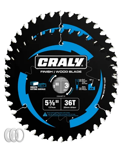 Miniatura 7 de CRALY - Hoja de sierra circular de 5-1/2 pulgadas, 36 dientes, acabado fino para corte de madera, eje de 5/8 pulgadas, punta de carburo, corte