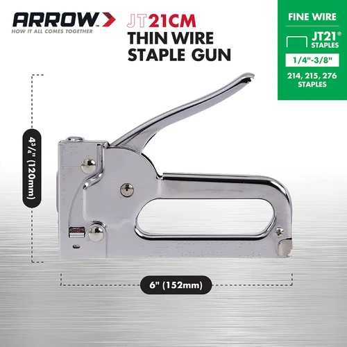 Miniatura 3 de Arrow JT21CM - Pistola grapadora profesional de carga ligera para tapicería, manualidades, oficina, compatible con grapas de 14", 516 o 38