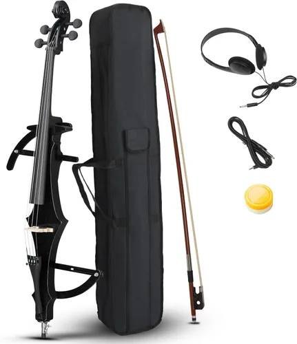Miniatura 8 de Ktaxon Violonchelo eléctrico 4/4 de tamaño completo silencioso con bolsa portátil, auriculares estéreo, cable premium y colofonia, arco y puente