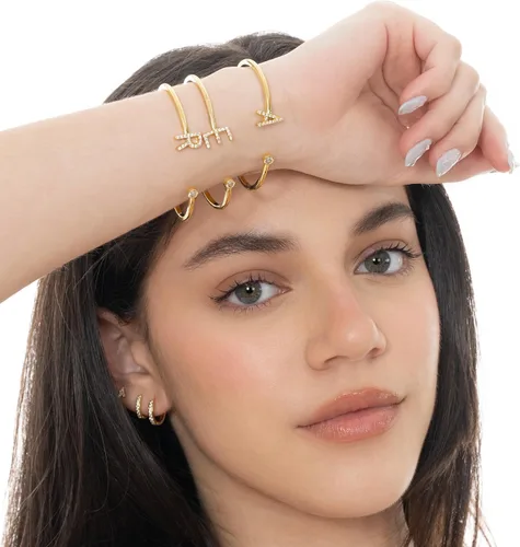 Miniatura 2 de Pulseras de oro para mujer Pulsera inicial de oro con dije de letra Pulseras chapadas en oro de 18 quilates para mujer Elegantes y delicadas