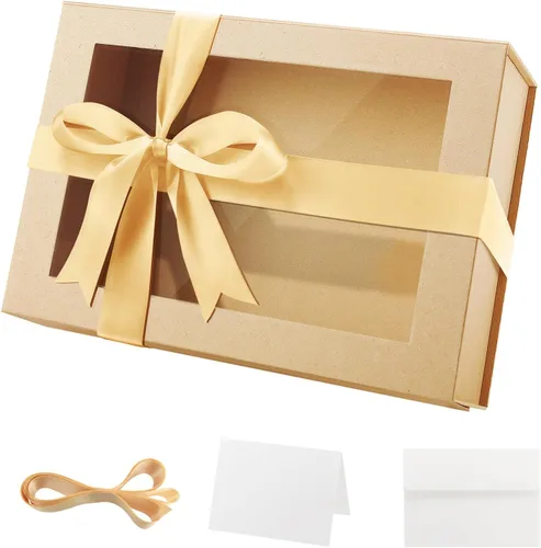 Miniatura 25 de PACKQUEEN 5 cajas de regalo negras grandes con ventanas, 13.5 x 9 x 4.1 pulgadas, cajas de regalo con ventanas transparentes para regalos que