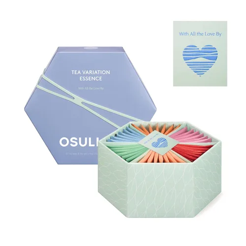 OSULLOC Esencia de variación de té (42 unidades, 6 tipos x 7 ea), guía de regalos de Navidad, juego de regalo de té premium, tarjeta especial de