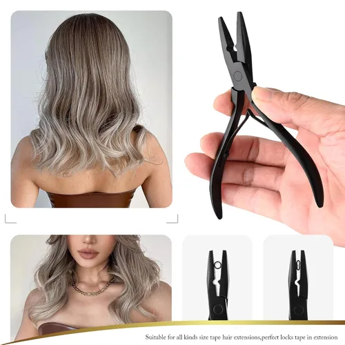Miniatura 7 de EHDIS Alicates de extensión de cabello, alicates multifuncionales de microenlaces, herramienta de extensión de cabello para microenlace, micro