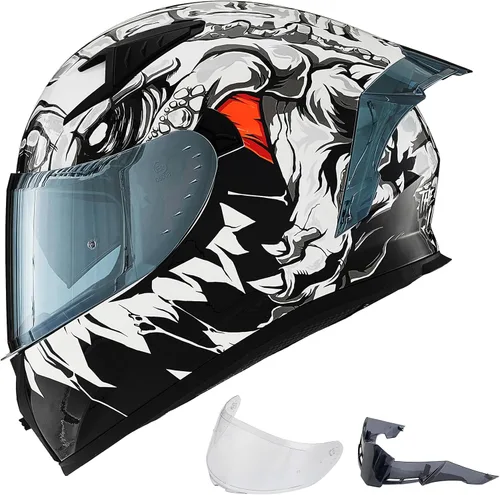 Miniatura 14 de ILM - Casco completo de motocicleta con Pinlock compatible con viseras y aletas transparentes y tintadas, casco para Street Bike y Motocross