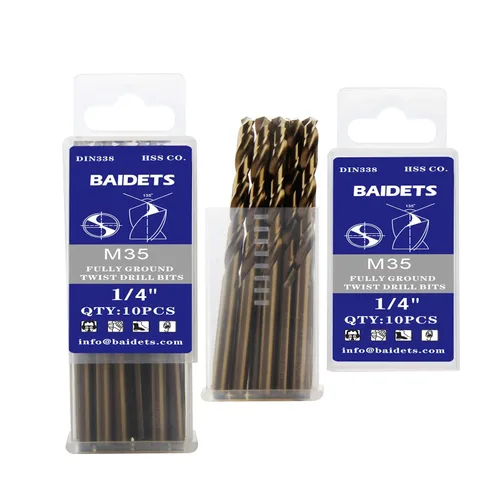 Miniatura 7 de BAIDETS M35 - Brocas de cobalto de 1/4 pulgadas, 10 piezas, juego de brocas helicoidales de metal HSS de 1/4 pulgadas para metal duro, acero