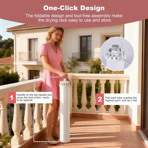 Miniatura 6 de Estante de secado de ropa, estante de secado portátil plegable que ahorra espacio para ropa, estante de secado plegable mejorado con 16 postes