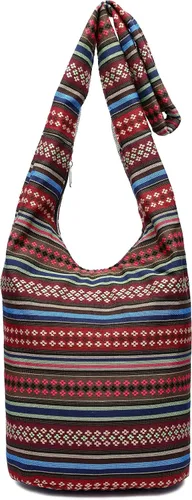 Miniatura 120 de Bolsa de hombro para mujer, de lona en estilo hippie/bohemio para llevar cruzada al hombro, disponible en diferentes colores y estampados