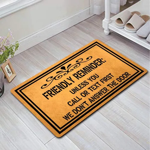Miniatura 5 de Divertidas alfombrillas de bienvenida con recordatorio amistoso a menos que llames o envíes un mensaje de texto primero, tapetes antideslizantes