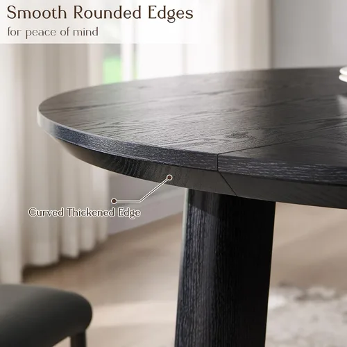 Miniatura 6 de OKD Mesa de comedor de 47 pulgadas para 4-6, mesa de comedor redonda con estructura triangular, base estable de pedestal, borde de mesa curvado