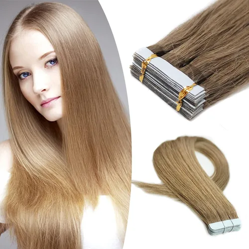 Miniatura 20 de Extensiones de cabello humano Remy con cinta adhesiva sin costuras (16 pulgadas, 10 unidades, rubio ceniza)