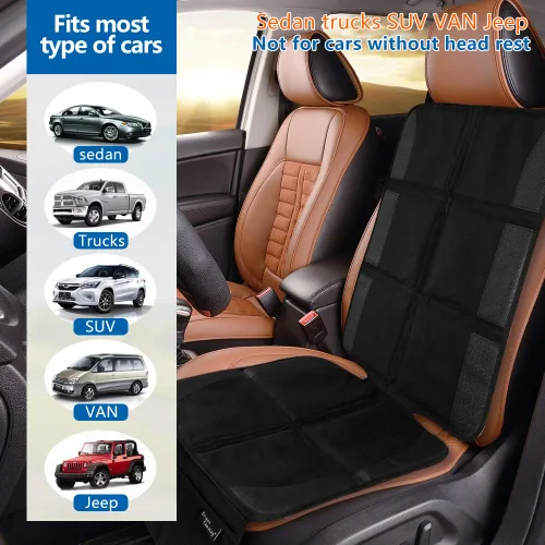 Miniatura 7 de Protector de asiento de automóvil, paquete de 2 protectores de asiento de automóvil grandes para niños y bebés con bolsillos organizadores
