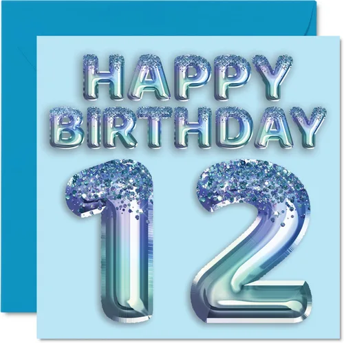 Miniatura 25 de Stuff4 Tarjeta de primer cumpleaños para niños, globo de fiesta con purpurina azul, tarjetas de feliz cumpleaños para niño de 1 año, nieto, hijo, 57