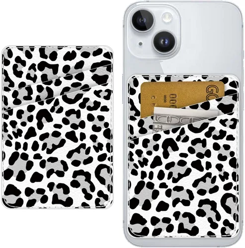 Miniatura 16 de Titular de Tarjeta de Cuero para Teléfono, Billetera Adhesiva para Teléfono, Elegante Funda con Soporte para Tarjetas de Crédito, Adecuado