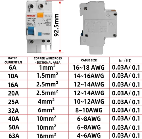 Miniatura 7 de Disyuntor miniatura de bajo voltaje DZ47-63 Montaje en carril DIN, interruptor de corriente residual, interruptor de corriente residual, protección