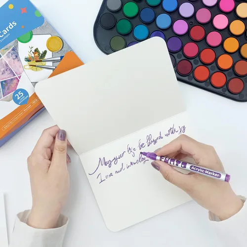Miniatura 7 de Funto Tarjetas y sobres de acuarela en blanco, 50 tarjetas, 5 x 7 pulgadas, 140 libras/300 gsm, blanco, sin ácidos, papel pesado para todas