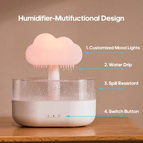 Miniatura 3 de Humidificador de lluvia y nube de agua, lámpara de lluvia de hongos, cascada, difusor de lluvia de aceite esencial de aromaterapia, luz nocturna