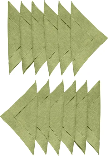 Miniatura 23 de Solino Home Servilletas de cóctel de lino con vainica de 6 x 6 pulgadas, 100 % lino puro, color beige, juego de 12 servilletas cuadradas pequeñas