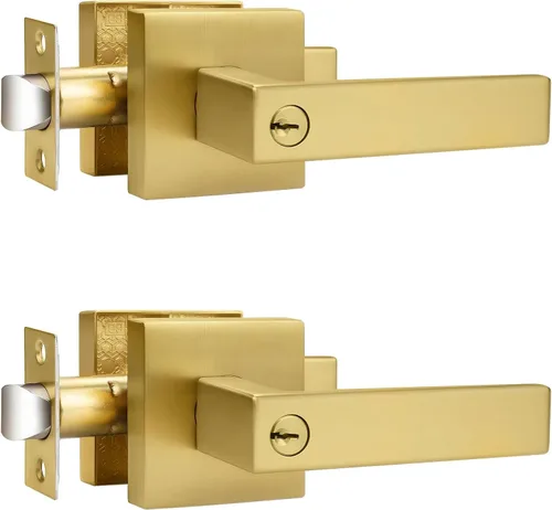 Miniatura 106 de Probrico Paquete de 4 manijas de puerta simuladas en negro mate, manijas interiores que no giran, manijas reversibles resistentes para interiores