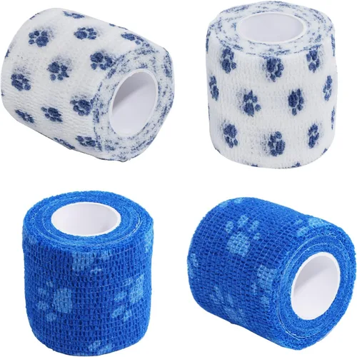 Vendaje cohesivo para mascotas, cinta adhesiva autoadherente, rollos de gasa elástica multifunción, cinta veterinaria de primeros auxilios para