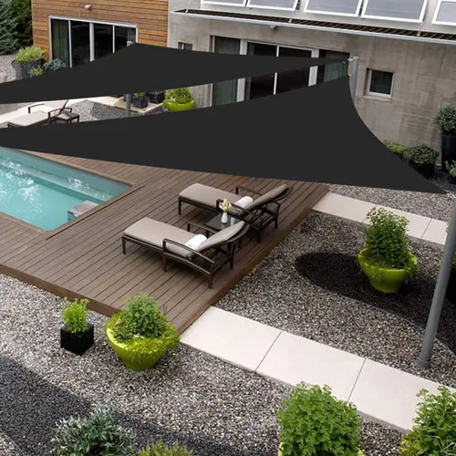 Vela de sol negra de 8 x 8 x 8 pies (T28), toldo para patio, jardín, césped, actividades al aire libre, con bloqueo UV, malla de protección, podemos