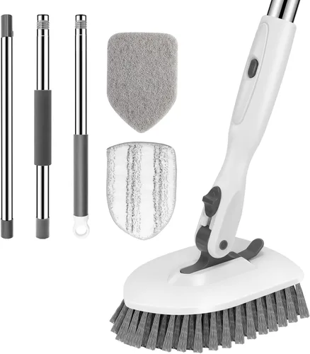 Miniatura 9 de SetSail Cepillo de ducha 3 en 1 con mango largo ajustable de 52 pulgadas y 3 cabezales de cepillo de repuesto desmontables para limpiar baño