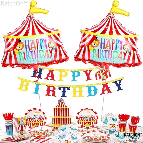 Miniatura 6 de Globo de carpa de circo de carnaval y globo de león – grande, 30 pulgadas Decoraciones de fiesta temática de carnaval Globos de carnaval