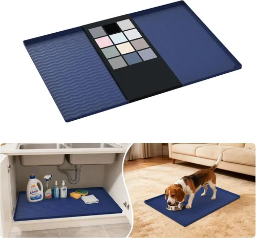 Miniatura 76 de URMONA Tapete de silicona impermeable para debajo del fregadero, 34 x 22 pulgadas, forro para estante de cocina y baño, protector de gabinetes