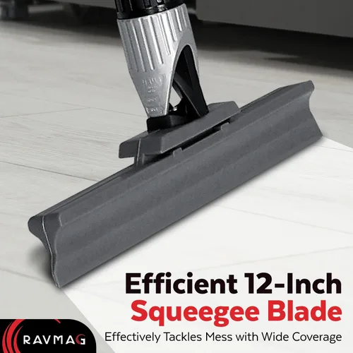 Miniatura 6 de Escobilla de Piso de Silicona con Mango Largo de 55 Pulgadas, Hoja de Silicona Fundida Única de 12 Pulgadas, Junta Giratoria de 360° - Escobilla