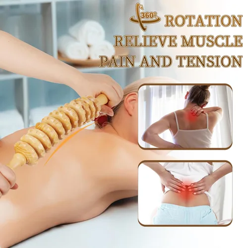Miniatura 3 de Liitrton Herramientas de Masaje de Terapia de Madera, Rodillo de Masaje Curvo de Madera para Reducción de Celulitis y Tensión Muscular (Madera)