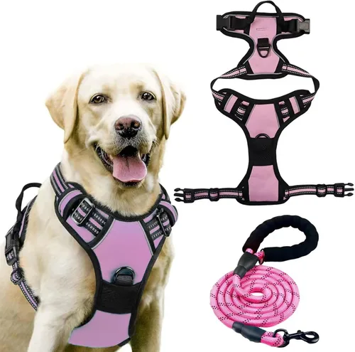 Miniatura 11 de Dog Harness, No Pull Large, Release on Neck, Front Back Clips Dog Vest Harness Reflective Adjustable Padded,for Outdoor Walking Training(L,Black)