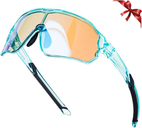 ROCKBROS Gafas de sol deportivas fotocromáticas para niños y niñas, jóvenes, MTB Biking para niños de 8 a 14 años Verde