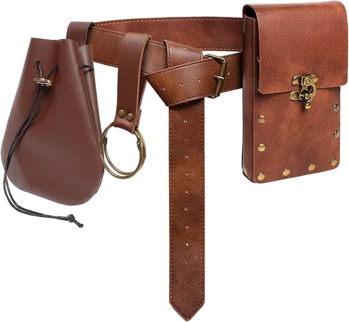 Riñonera para cinturón, riñonera medieval, vintage, de cuero, funda para teléfono celular, funda para cinturón, bolsillo, casual, senderismo,