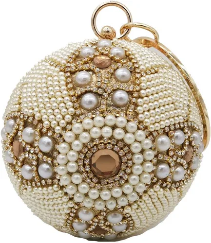 Miniatura 10 de Boutique De FGG Bolso de mano redondo para mujer, con borla, para boda, fiesta, diamantes de imitación